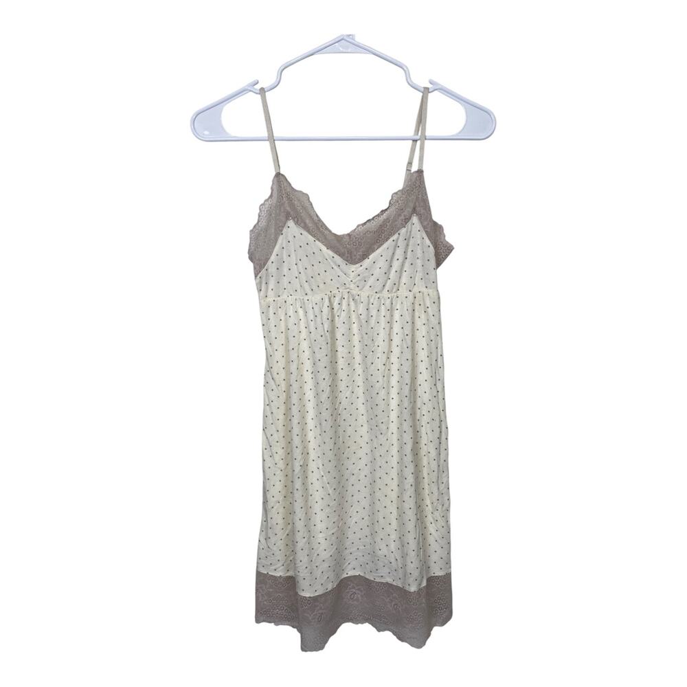 Eberjey Women Beige polkadot Lace Nightdress Soft Stretch Size XS